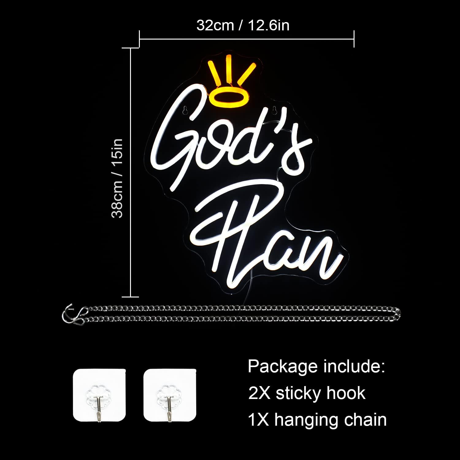 God's Plan Inspirational Neon Sign for Home and Church Wall Decor