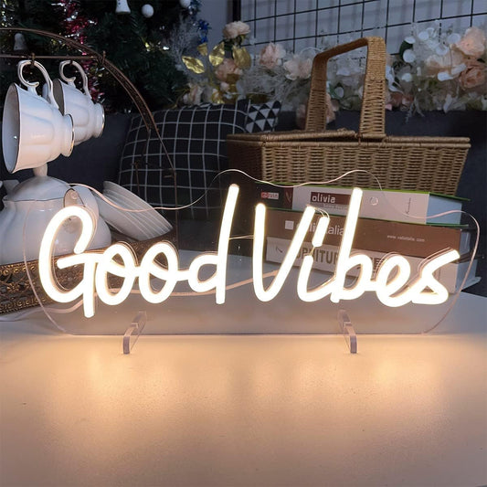 Good Vibes Neon Sign - Aesthetic LED Wall Light for Room, Bar & Party Decor - Deen neon