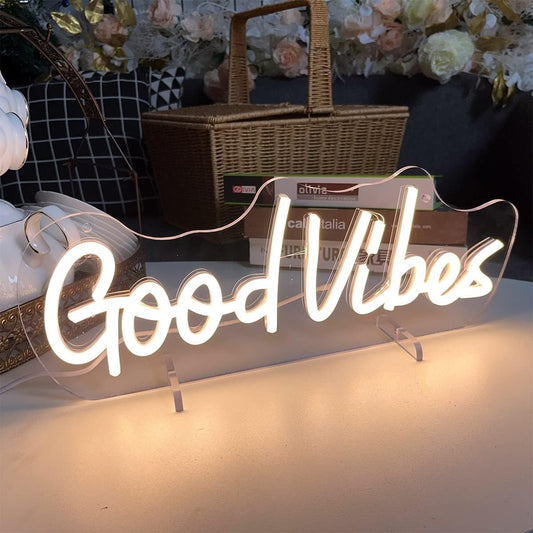 Good Vibes Neon Sign - Aesthetic LED Wall Light for Room, Bar & Party Decor - Deen neon
