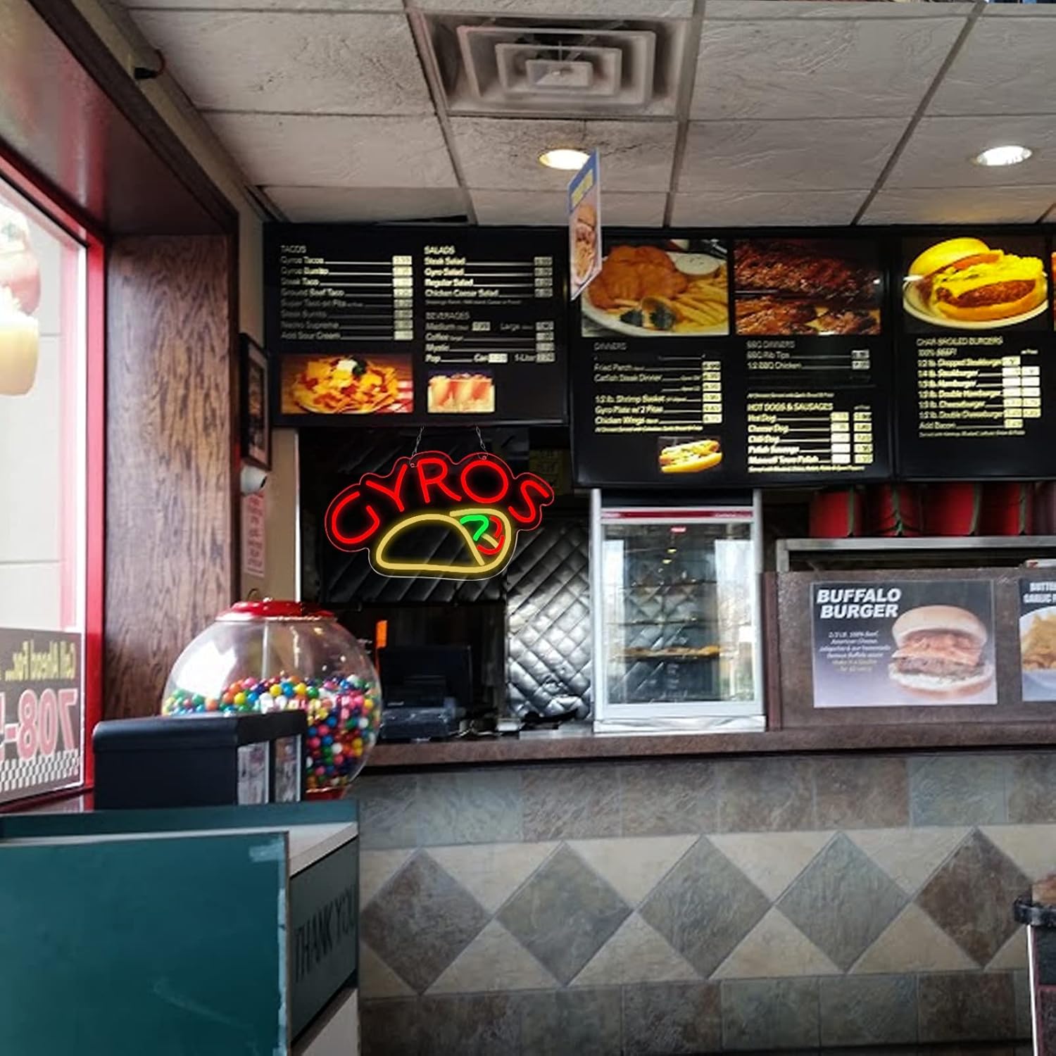 Gyros Neon Sign – LED Light for Restaurant, Kitchen & Foodie Decor - Deen neon