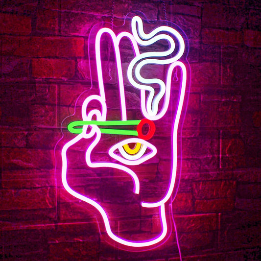 Hand & Eye Neon Sign - LED Wall Art for Bars, Studios & Aesthetic Spaces - Deen neon