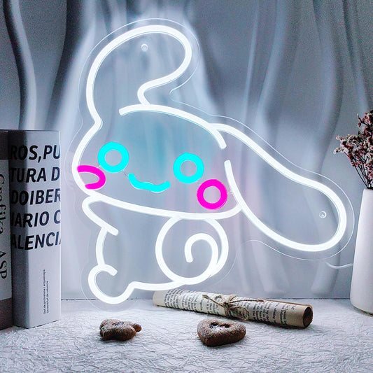 Happy Cinnamoroll neon sign – cute kawaii LED wall decor for bedroom or gifts