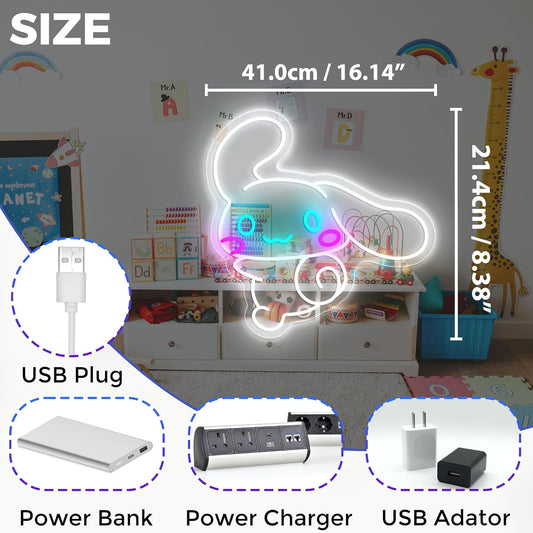 Happy Cinnamoroll neon sign – cute kawaii LED wall decor for bedroom or gifts