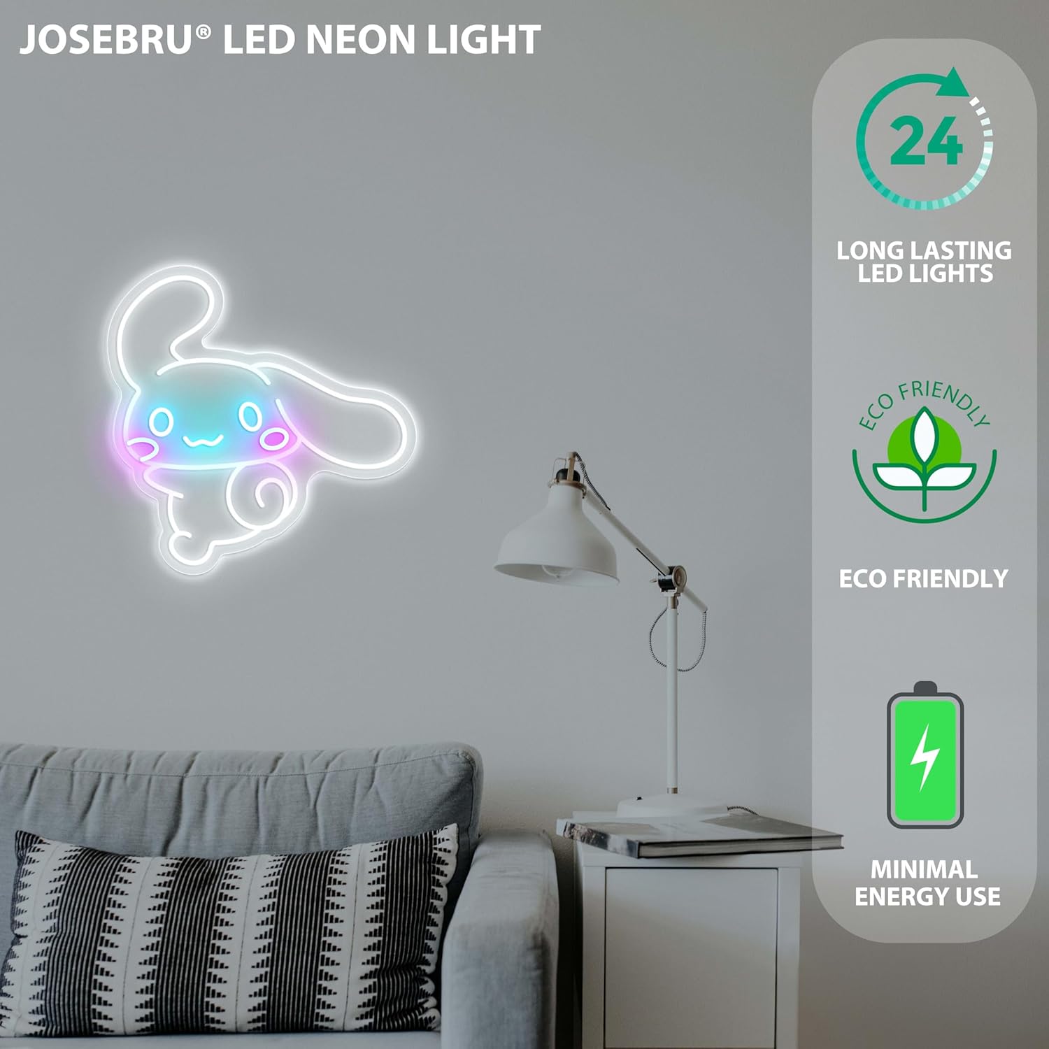 Happy Cinnamoroll neon sign – cute kawaii LED wall decor for bedroom or gifts