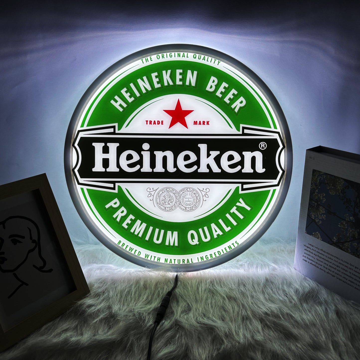 Heineken beer neon sign round LED light for bar and man cave wall decor