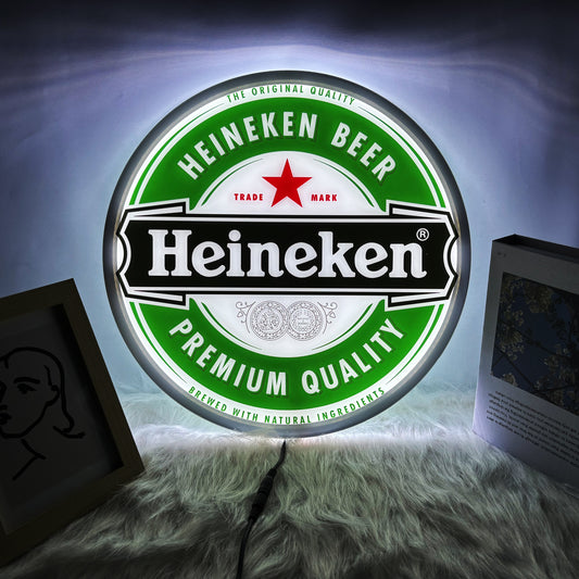 Heineken beer neon sign round LED light for bar and man cave wall decor