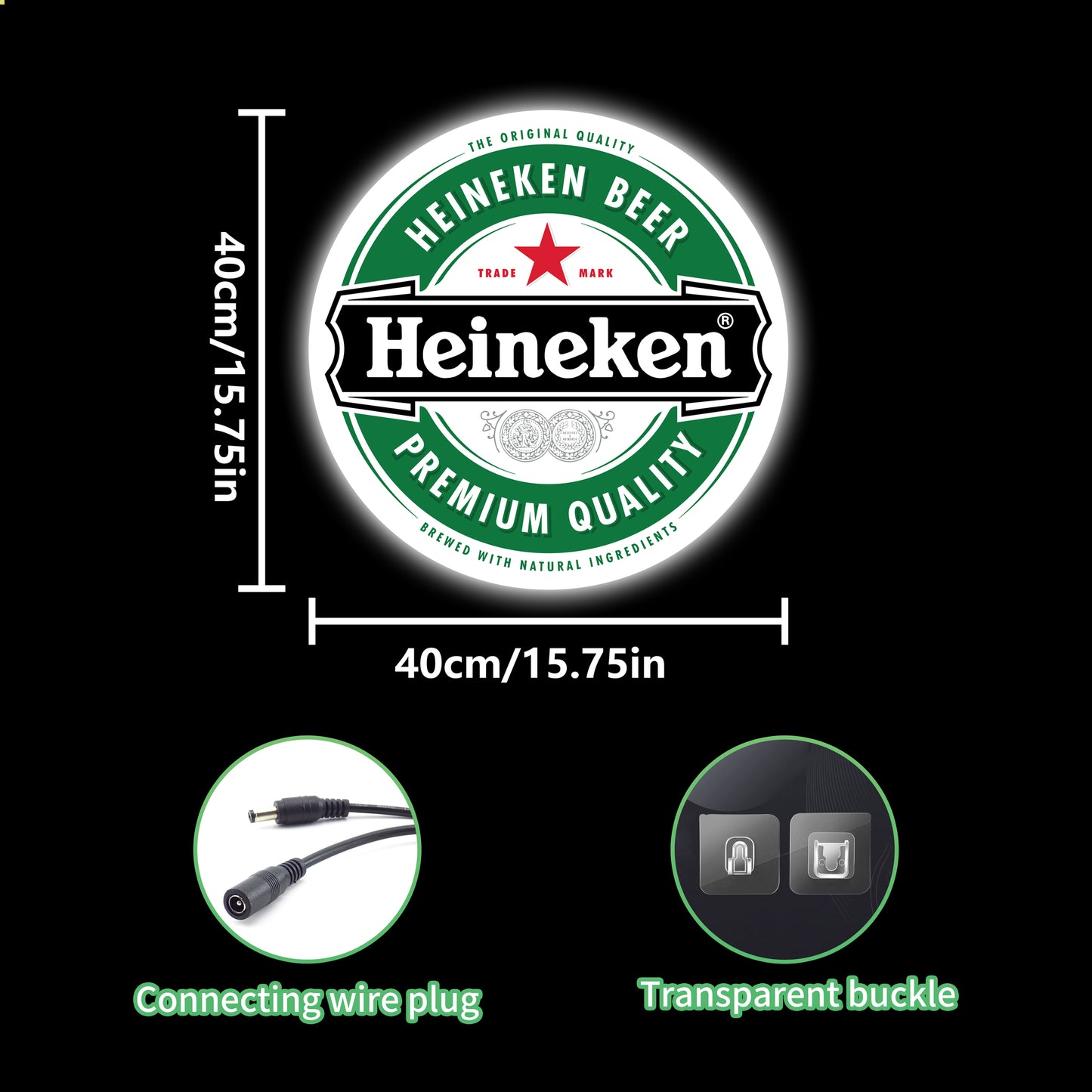 Heineken beer neon sign round LED light for bar and man cave wall decor
