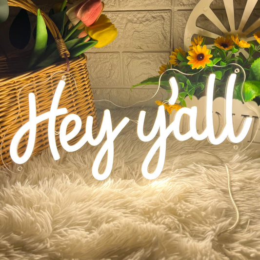 Hey y’all LED neon sign – Southern style wall decor