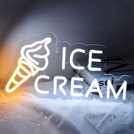 Ice Cream Neon Sign – LED Wall Decor Light for Dessert Shops & Cafes