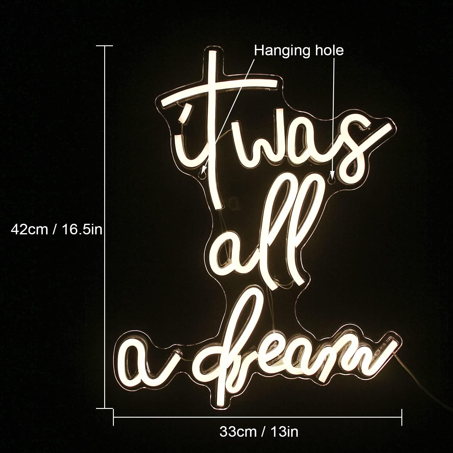 It Was All A Dream LED Neon Sign - Warm White Aesthetic Wall Decor for Bedroom & Living Room - Deen neon