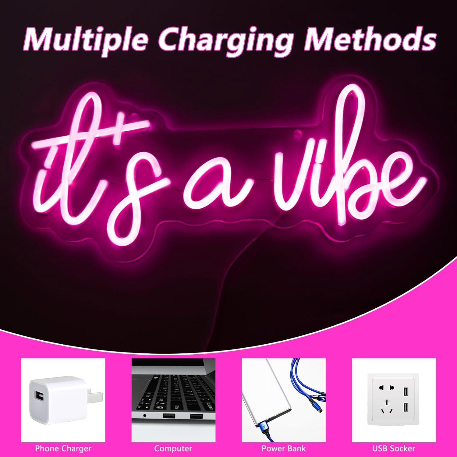 It's a Vibe Neon Sign – LED Wall Light for Bedroom, Living Room & Party Decor - Deen neon