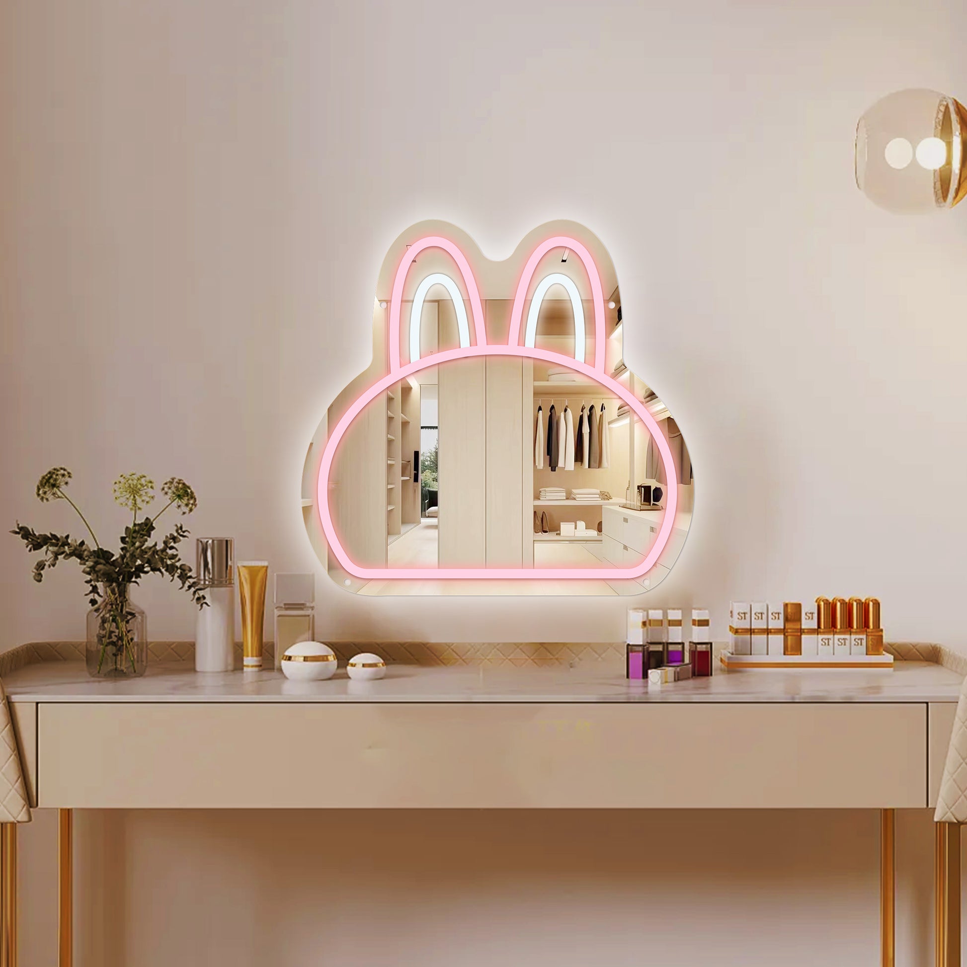 Mokoko character mirror neon light with glowing LED