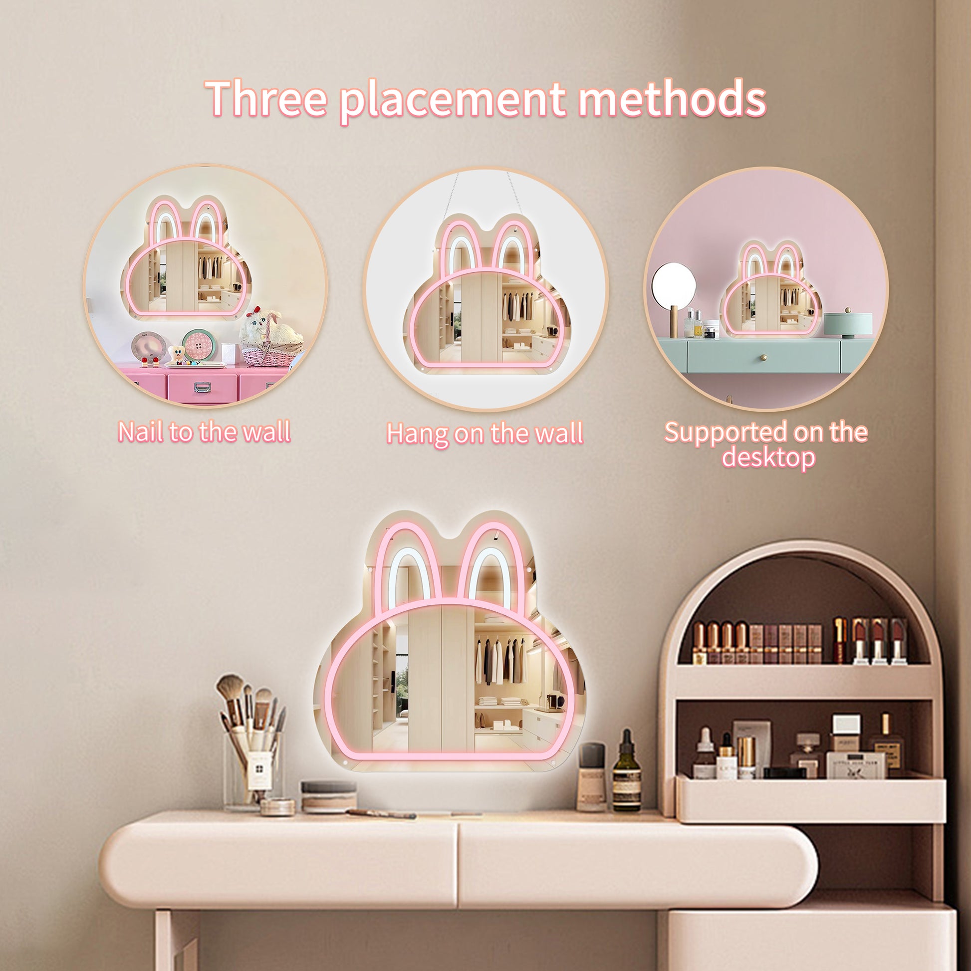 Mokoko character mirror neon light with glowing LED