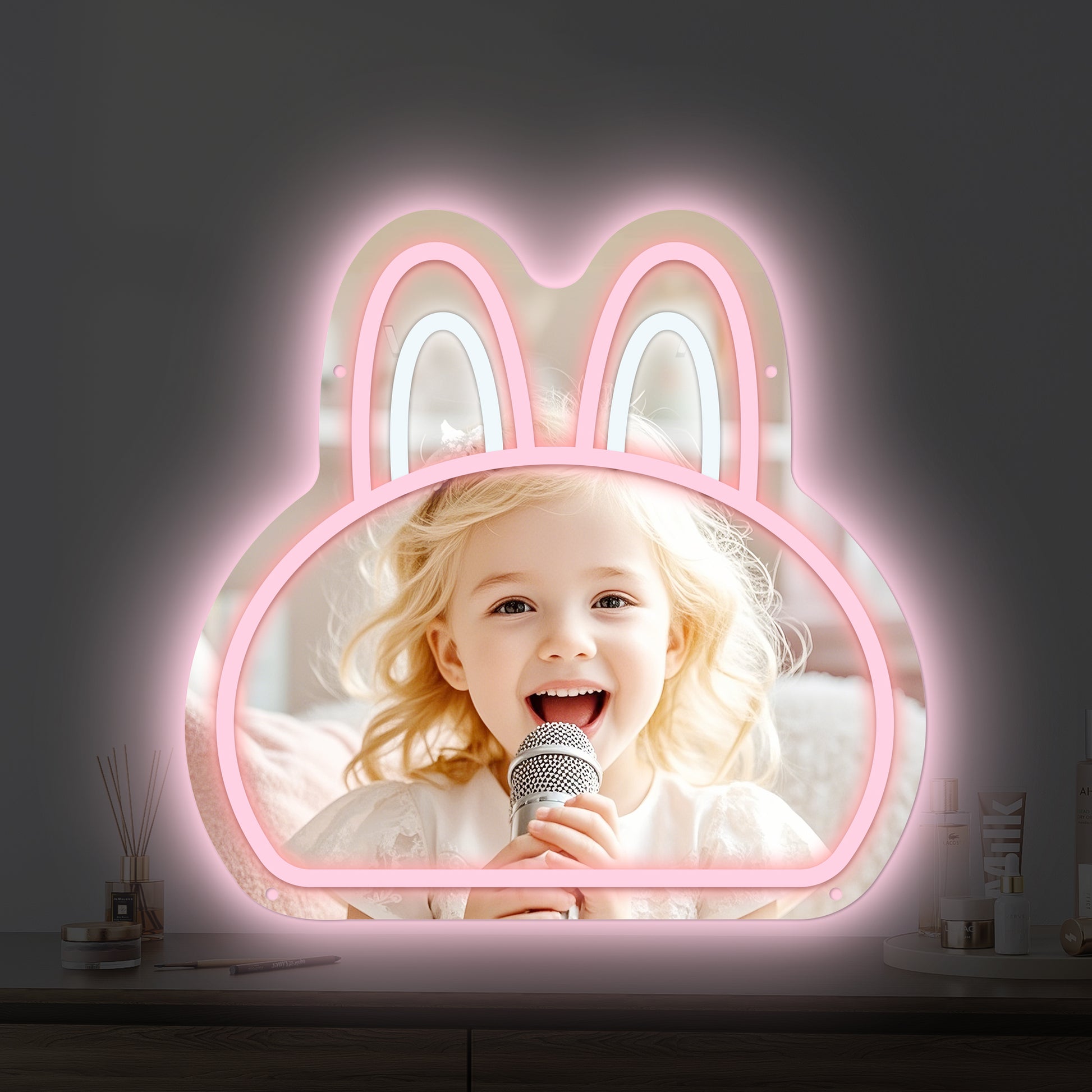 Mokoko character mirror neon light with glowing LED