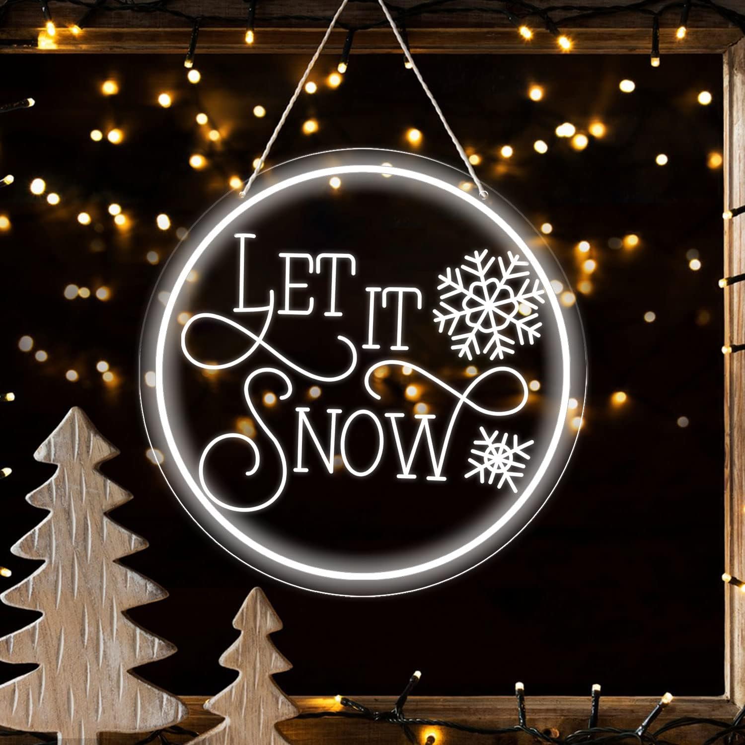 Let It Snow Neon Sign - White LED Christmas Wall Hanging Light for Holiday Decor - Deen neon