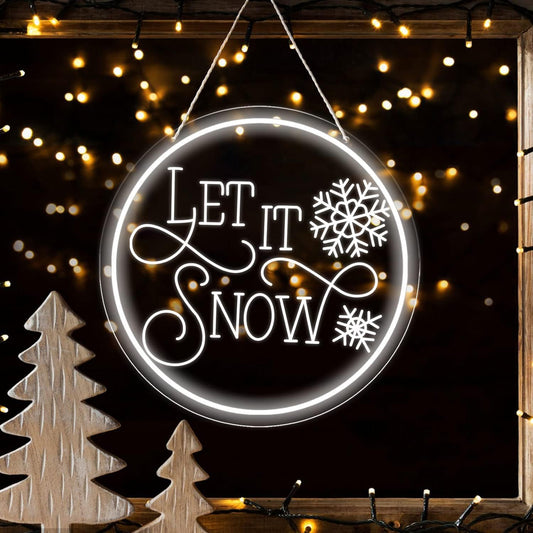 Let It Snow Neon Sign - White LED Christmas Wall Hanging Light for Holiday Decor - Deen neon