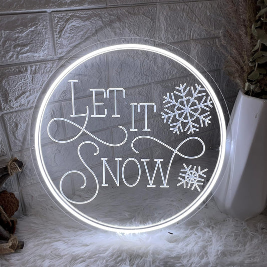 Let It Snow Neon Sign - White LED Christmas Wall Hanging Light for Holiday Decor - Deen neon