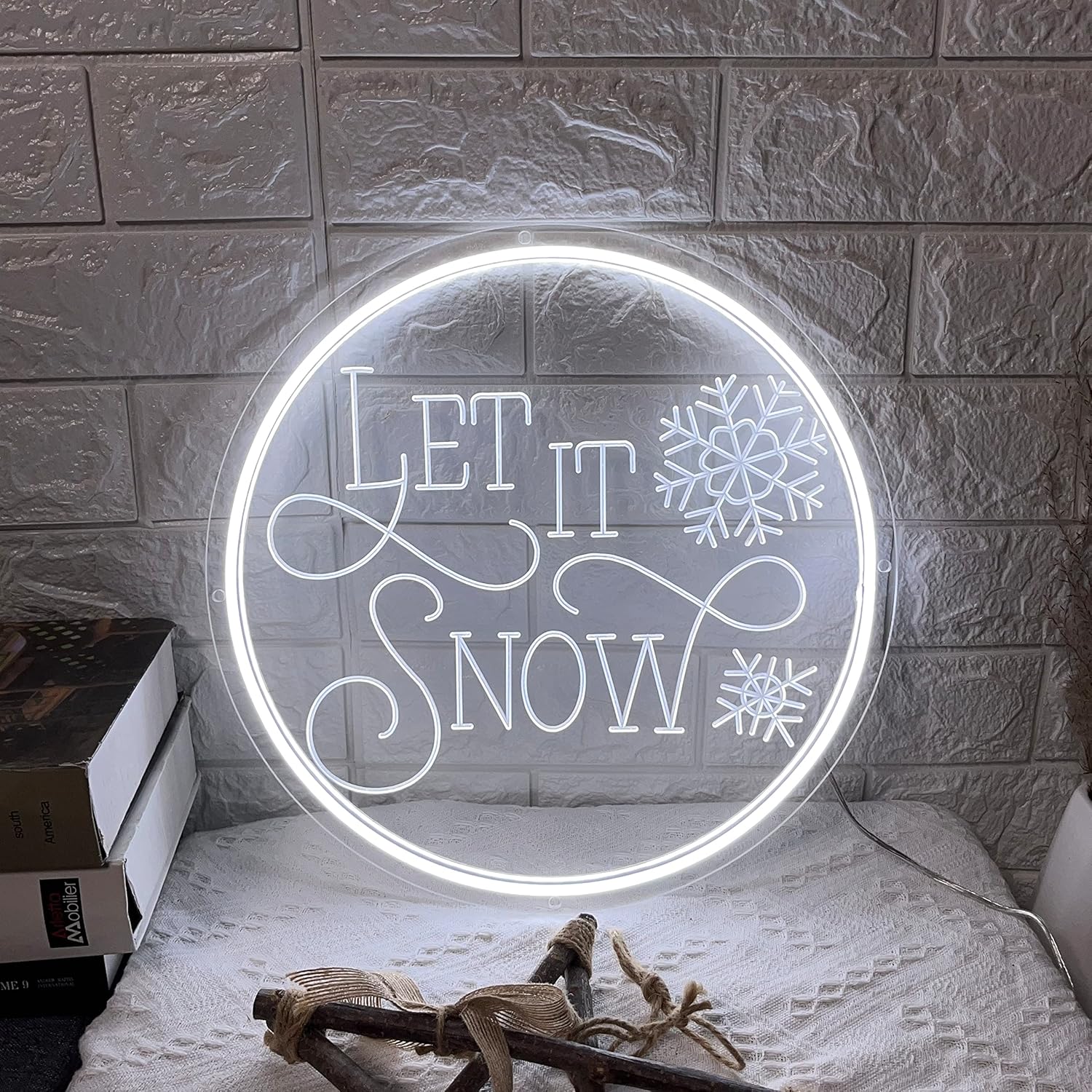 Let It Snow Neon Sign - White LED Christmas Wall Hanging Light for Holiday Decor - Deen neon