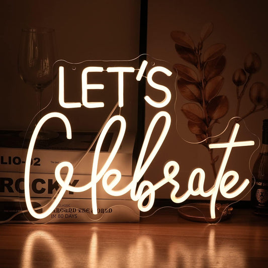 Let's Celebrate Neon Sign – LED Light for Party, Wedding & Event Decor - Deen neon