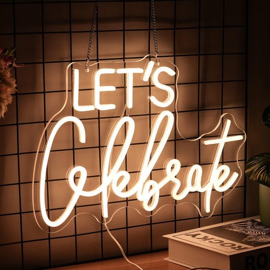 Let's Celebrate Neon Sign – LED Light for Party, Wedding & Event Decor - Deen neon