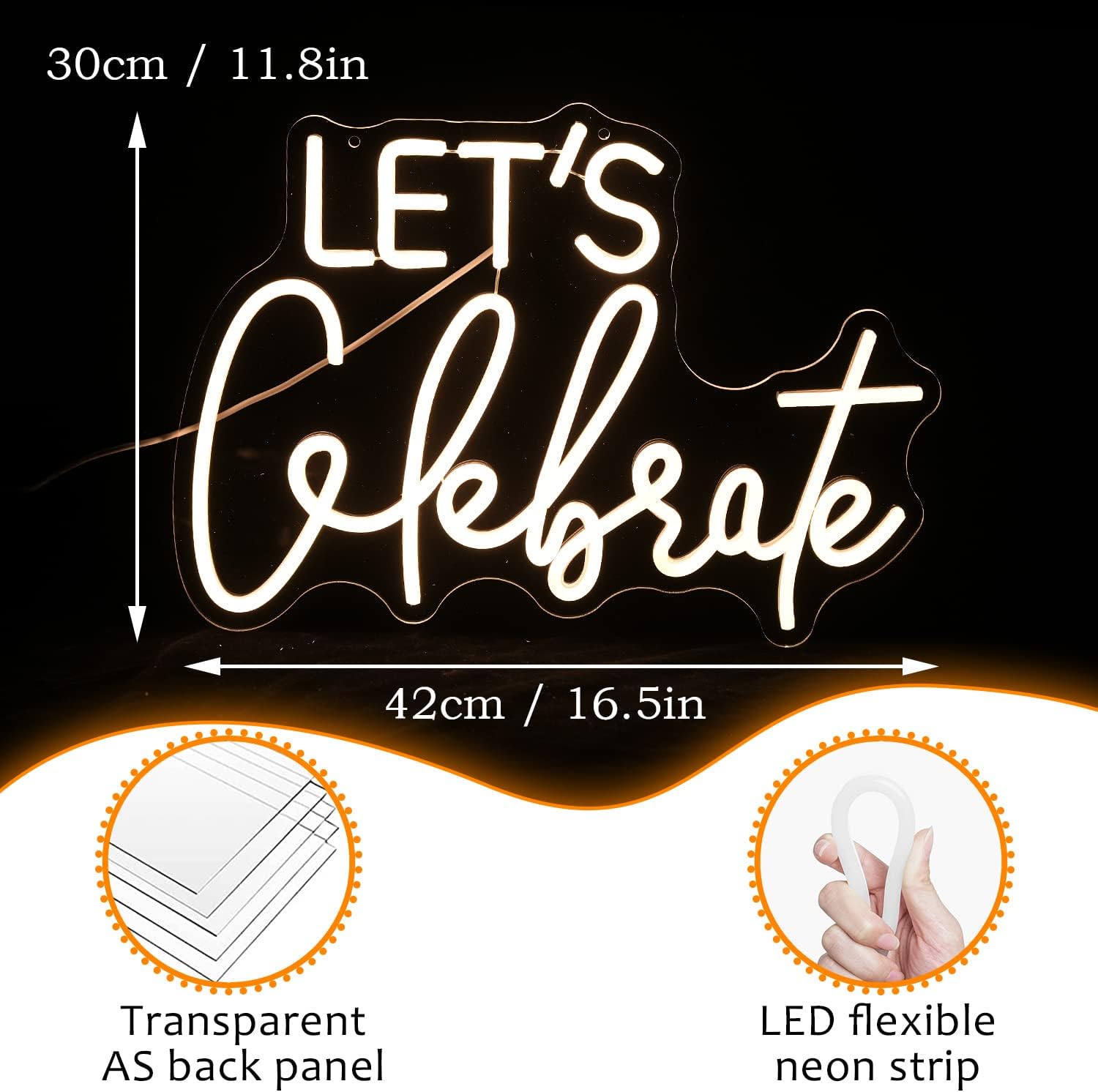 Let's Celebrate Neon Sign – LED Light for Party, Wedding & Event Decor - Deen neon