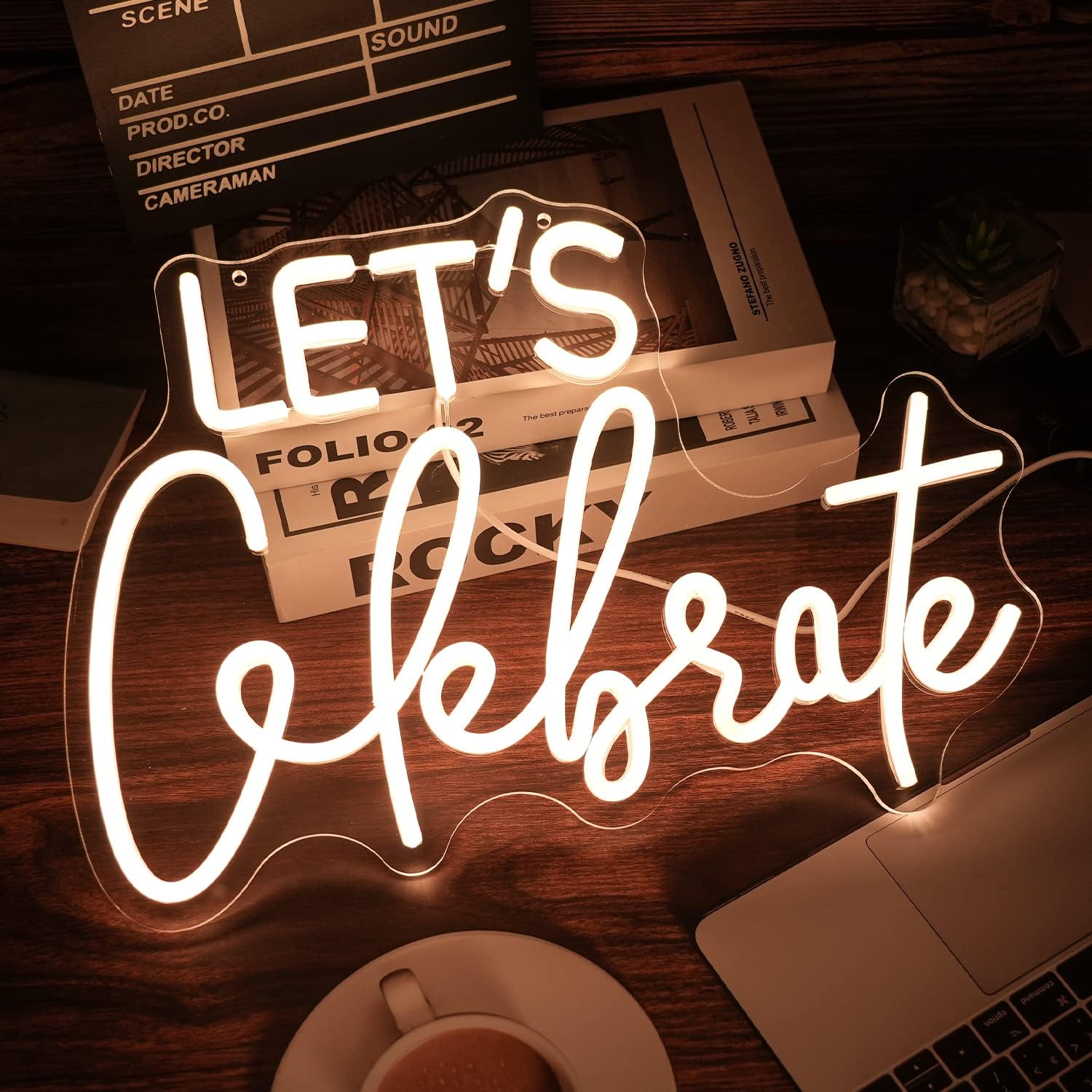 Let's Celebrate Neon Sign – LED Light for Party, Wedding & Event Decor - Deen neon