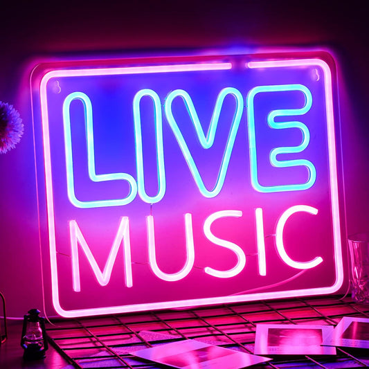 Live Music Neon Sign - LED Bar Light for Concerts, Pubs & Music Lovers - Deen neon