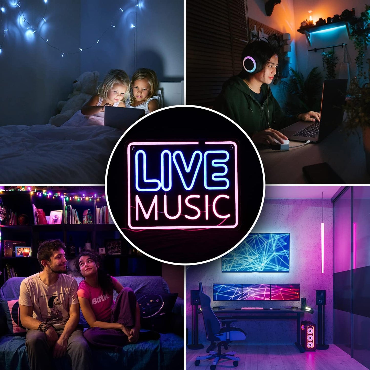 Live Music Neon Sign - LED Bar Light for Concerts, Pubs & Music Lovers - Deen neon