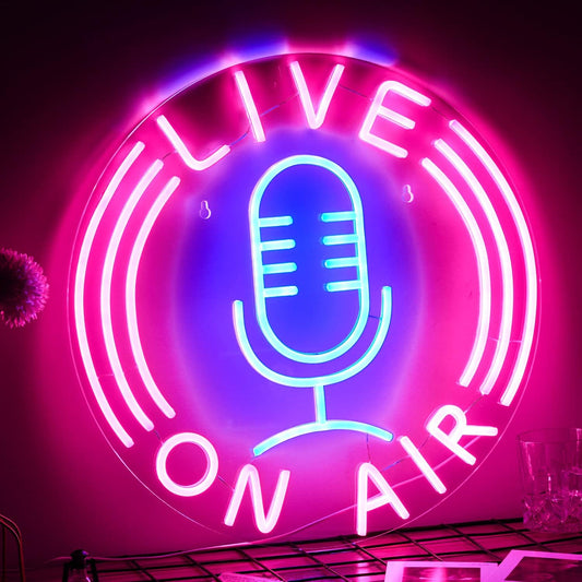 Live On Air Neon Sign - LED Streaming Light for Podcast, Studio & Gaming Room - Deen neon