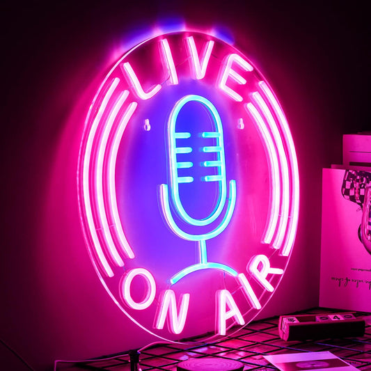 Live On Air Neon Sign - LED Streaming Light for Podcast, Studio & Gaming Room - Deen neon