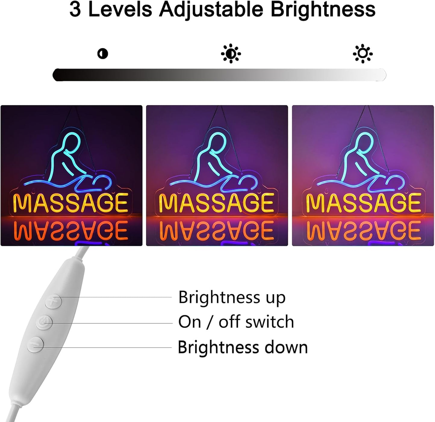 Massage neon sign with calming LED light for therapy and wellness room decor

