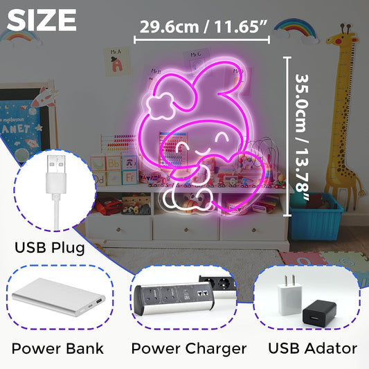 Cute Sanrio Melody neon light decoration for bedroom, soft glow LED lighting