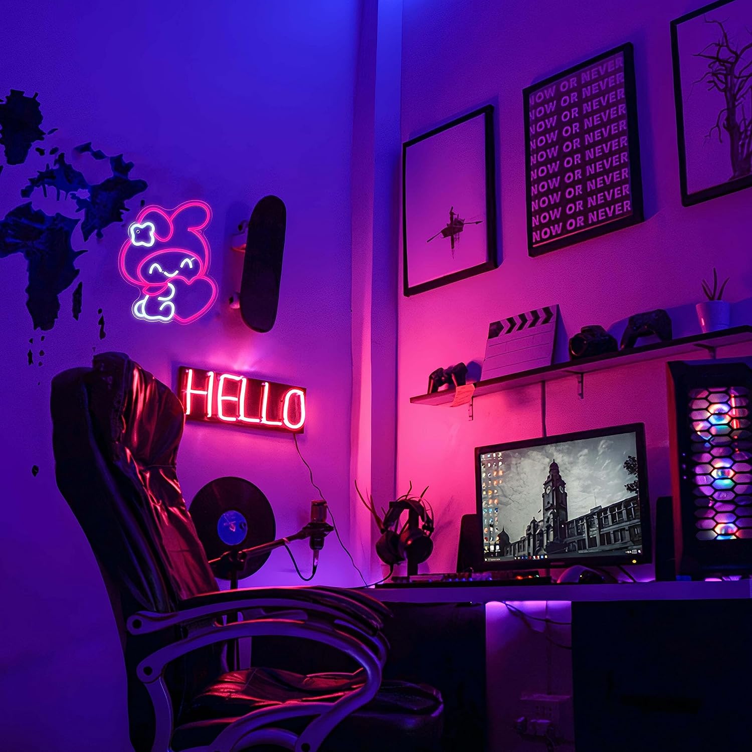 Cute Sanrio Melody neon light decoration for bedroom, soft glow LED lighting