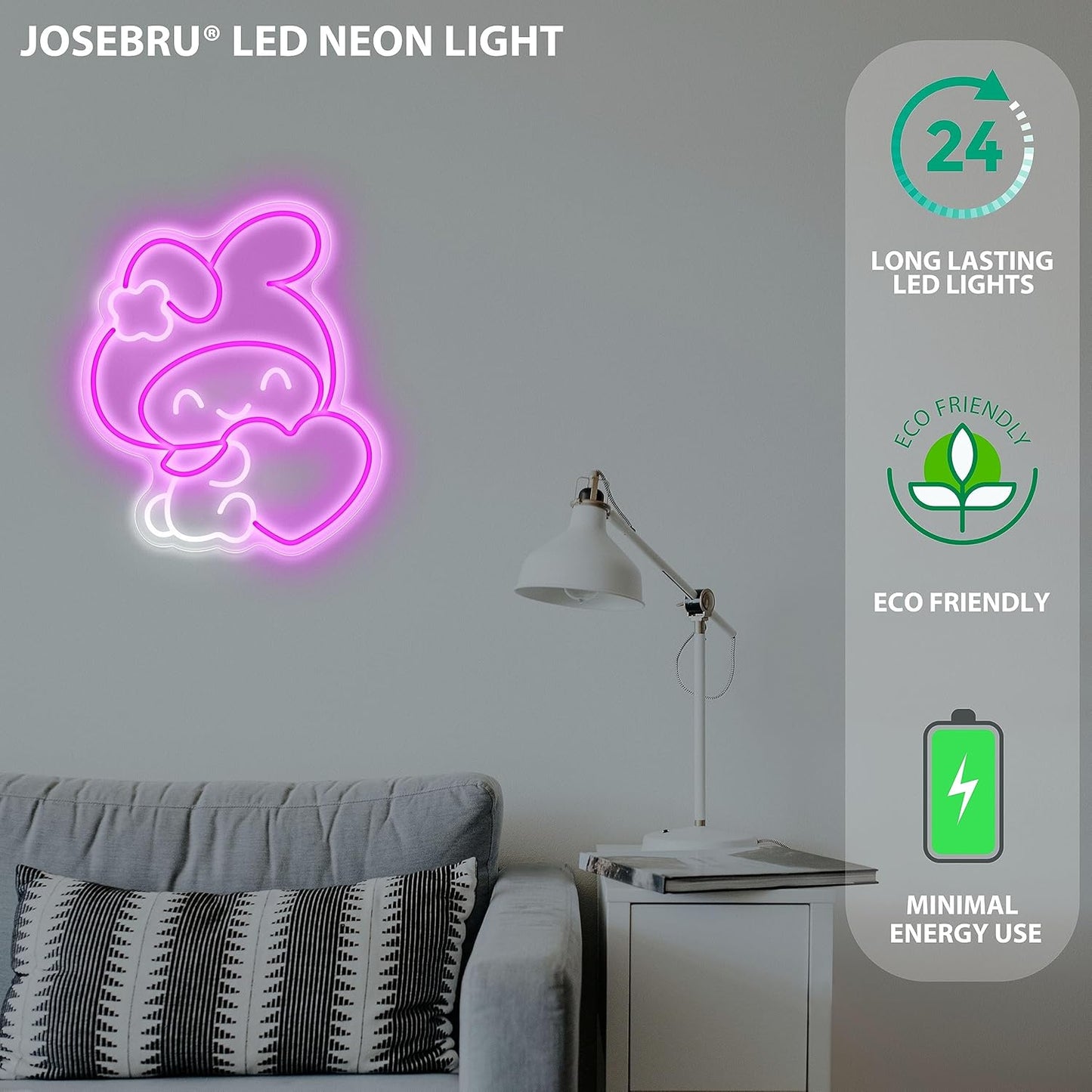 Cute Sanrio Melody neon light decoration for bedroom, soft glow LED lighting