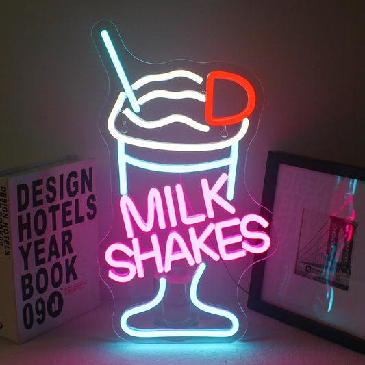 Milk Shakes Neon Sign – LED Milkshake Light for Home & Café Decor