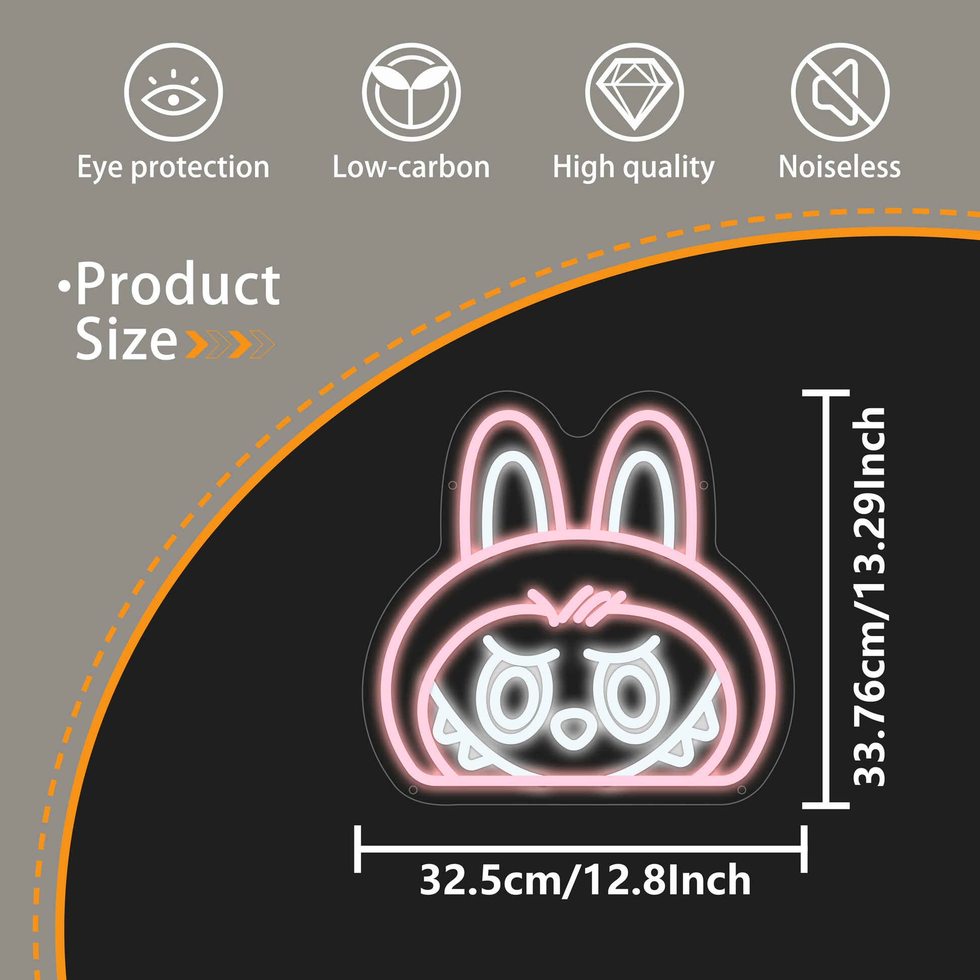 Mokoko LED neon light shaped like Pop Mart’s angry cute character