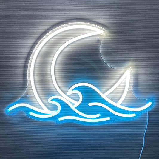 Moonrise Neon Sign – LED Wall Light with Ocean Waves for Bedroom, Living Room & Home Decor - Deen neon
