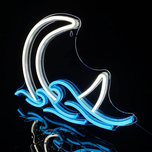 Moonrise Neon Sign – LED Wall Light with Ocean Waves for Bedroom, Living Room & Home Decor - Deen neon