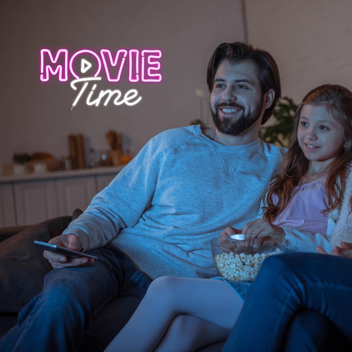 Movie Time Neon Sign – LED Wall Light for Home Theater & Entertainment Room Decor