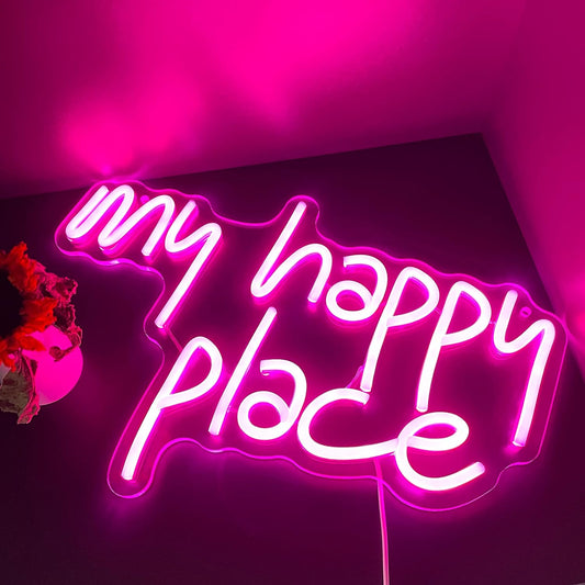 My Happy Place" Neon Sign – LED Wall Light for Home & Bedroom Decor - Deen neon