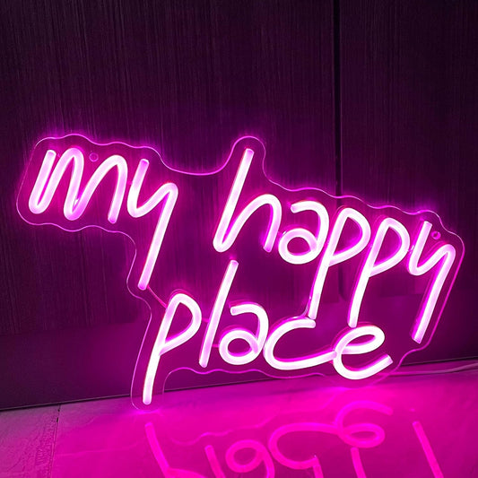 My Happy Place" Neon Sign – LED Wall Light for Home & Bedroom Decor - Deen neon