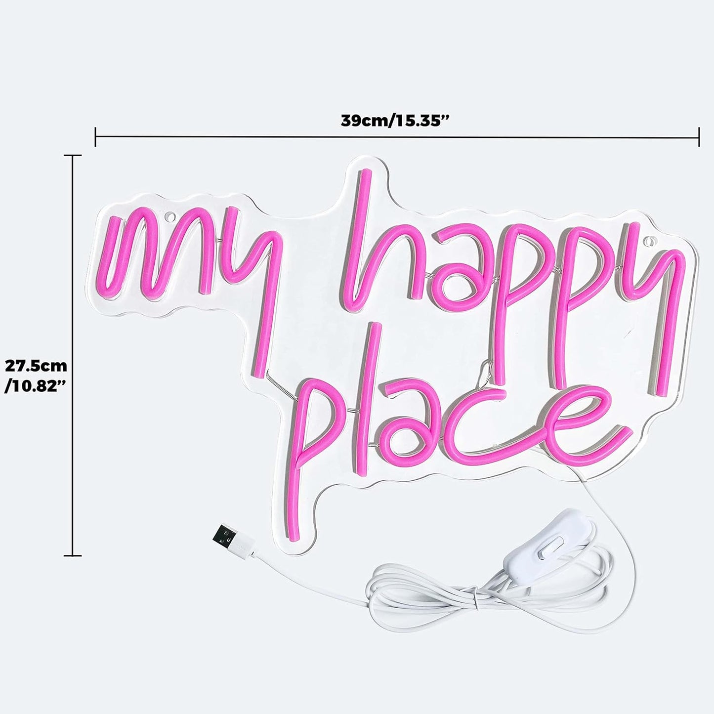 My Happy Place" Neon Sign – LED Wall Light for Home & Bedroom Decor - Deen neon