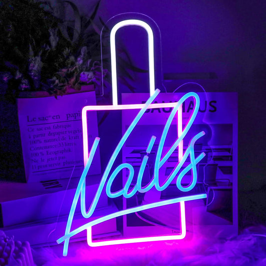 NAILS LED neon sign in nail polish bottle shape for salon wall decor
