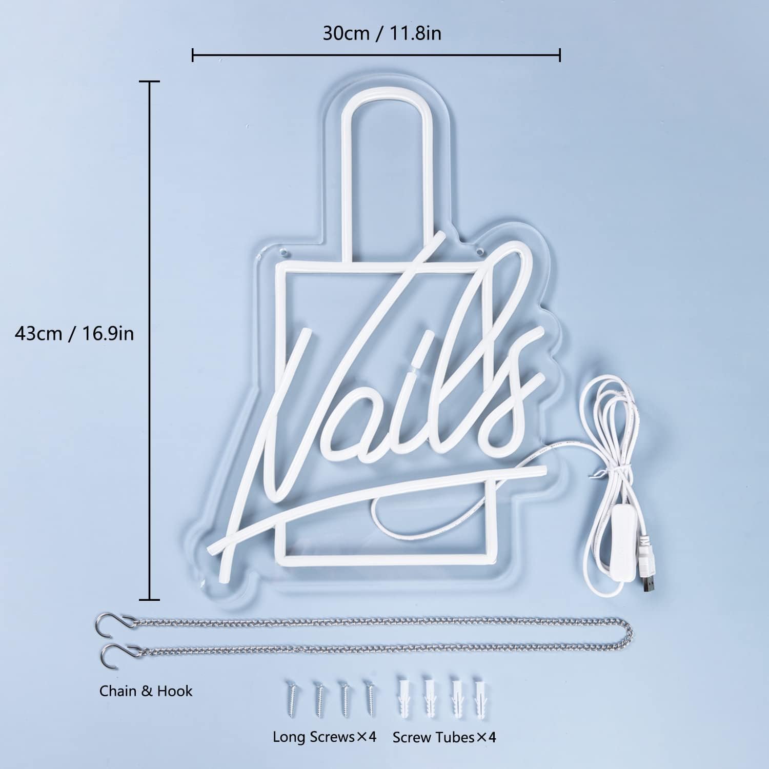 NAILS LED neon sign in nail polish bottle shape for salon wall decor
