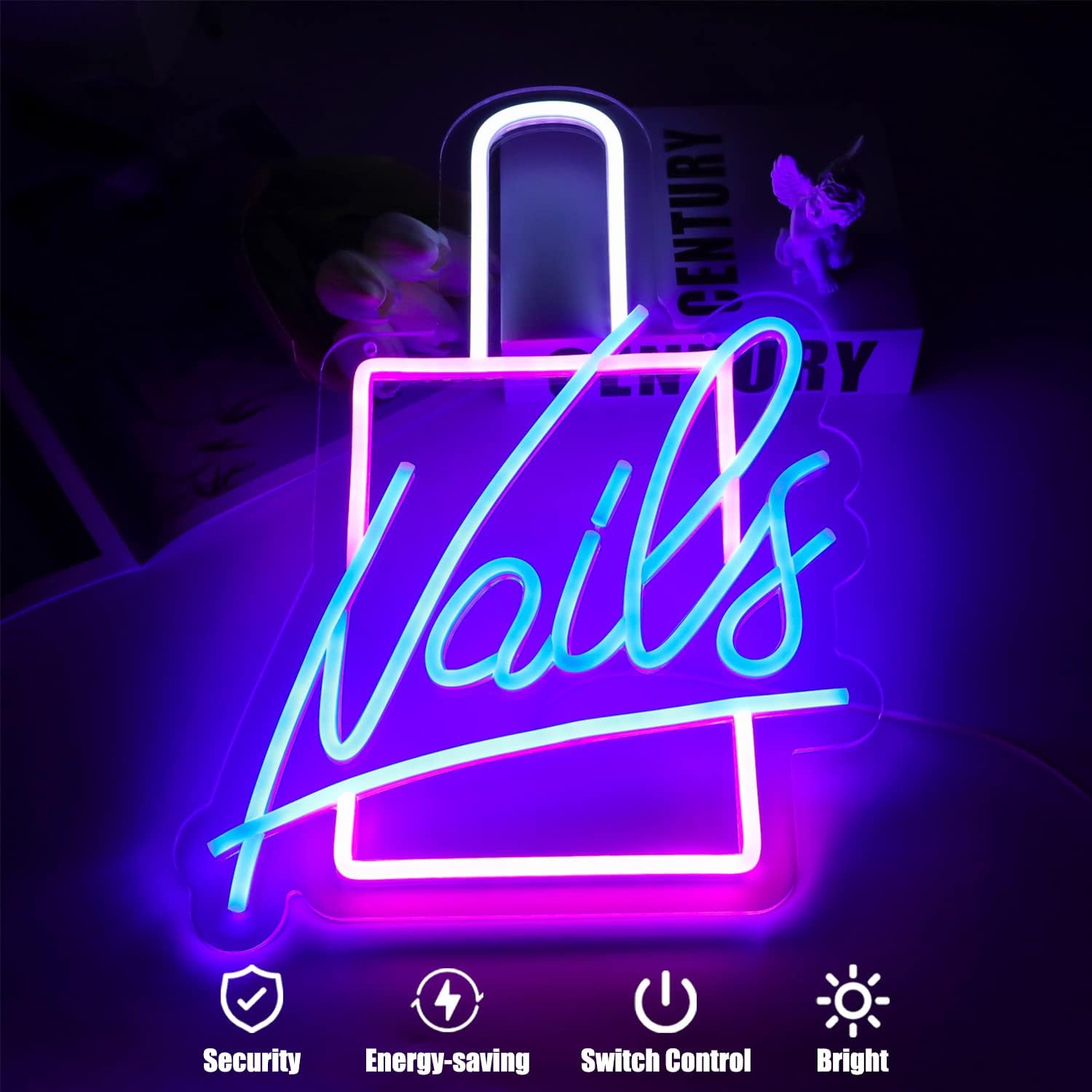 NAILS LED neon sign in nail polish bottle shape for salon wall decor
