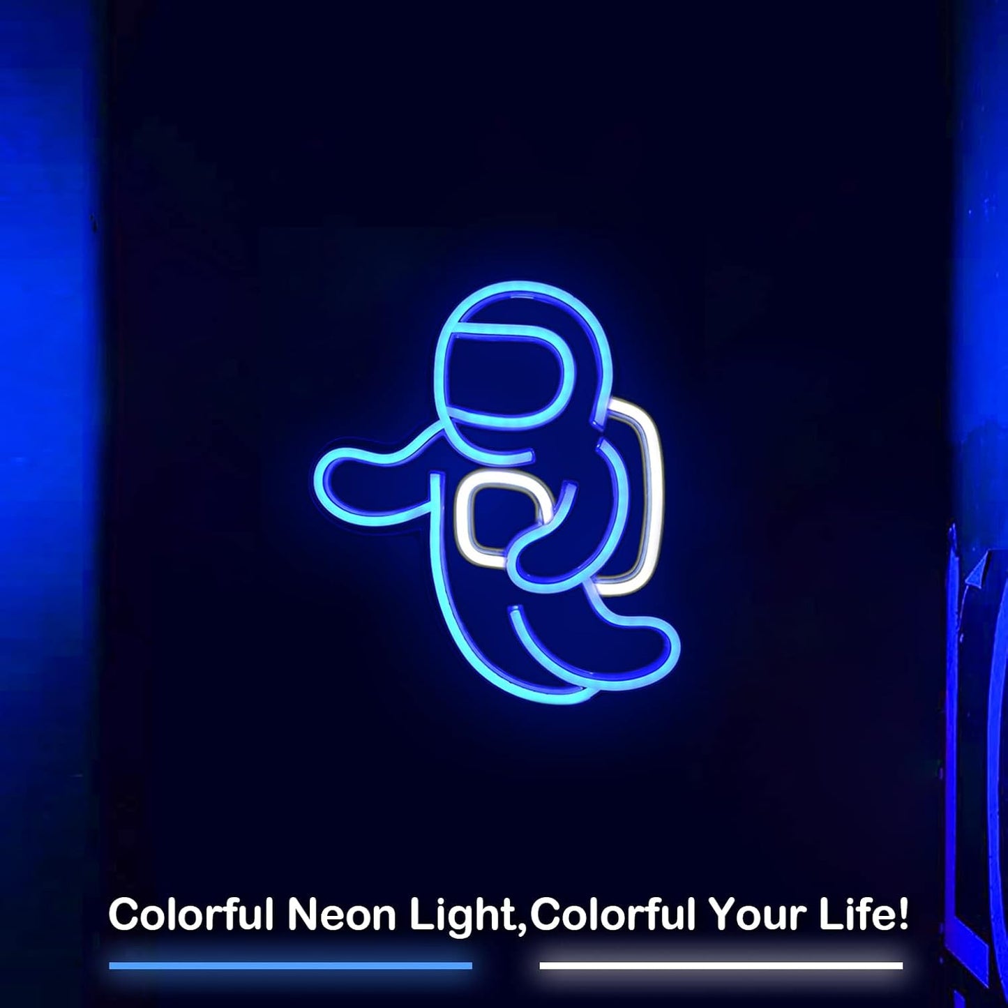 Floating astronaut neon sign – LED space wall decor for kids’ room, gaming space, or sci-fi themed interiors