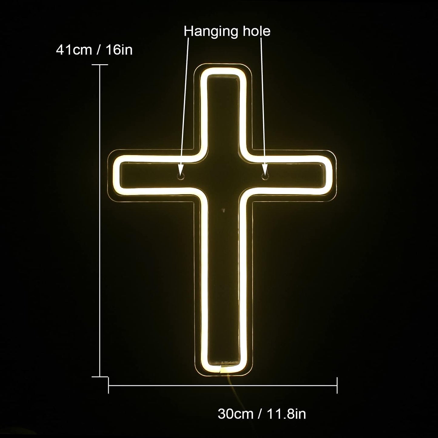 Glowing neon cross light sign for wall decor