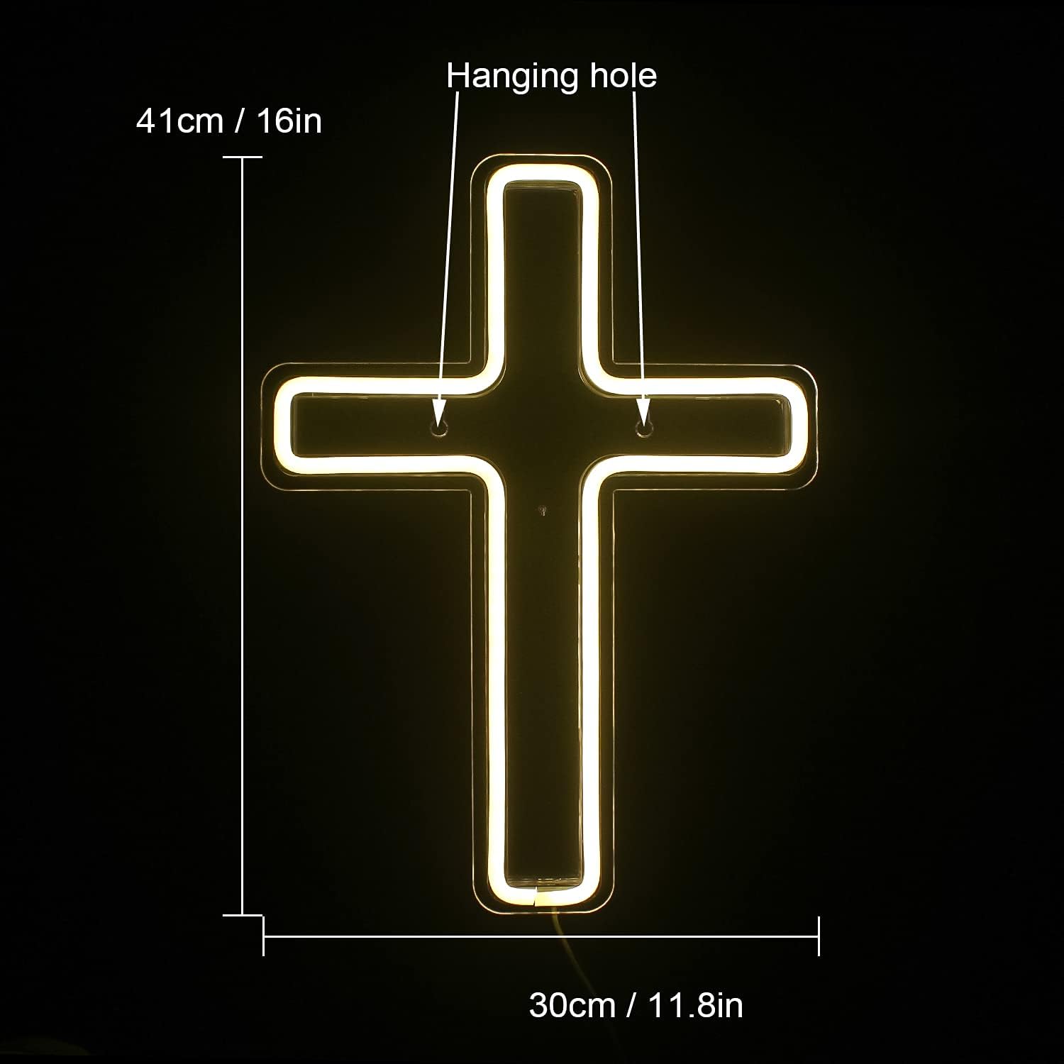 Glowing neon cross light sign for wall decor