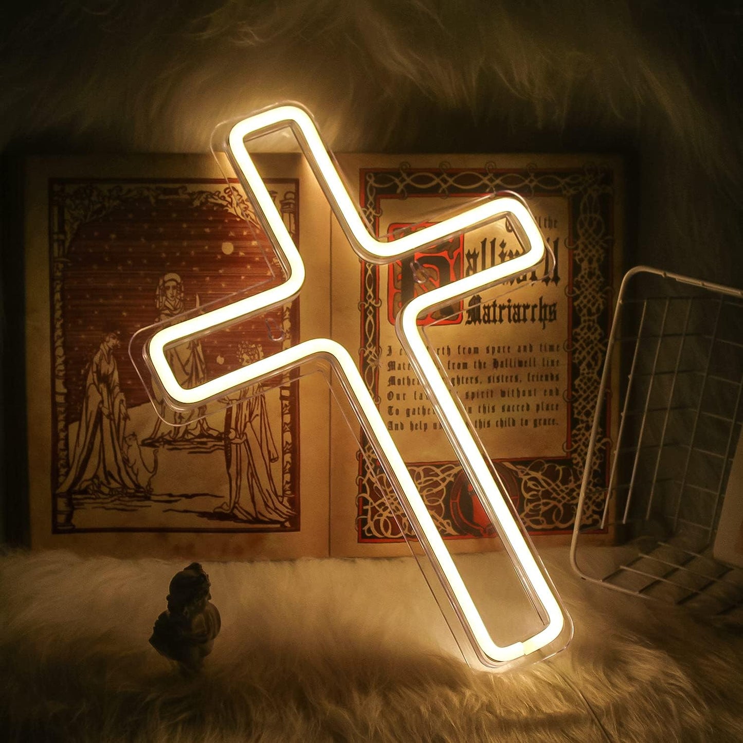 Glowing neon cross light sign for wall decor