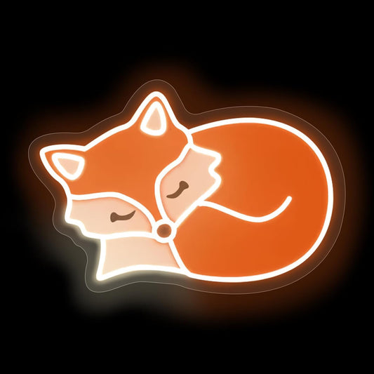 Glowing neon fox light wall decor – LED animal sign for home and kids room